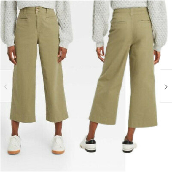 A New Day Wide Cotton Blend Leg High Rise Cropped Pants - Picture 1 of 10